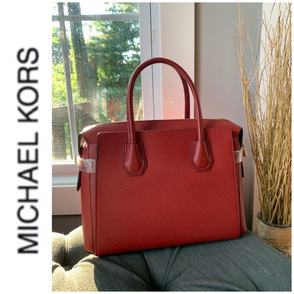 NWT authentic MK Mercer leather satchel brandy - Picture 4 of 6